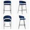 Mando Blue Velvet Black Leg Barstool -Furniture Specialty Store mando blue