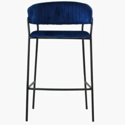 Mando Blue Velvet Black Leg Barstool -Furniture Specialty Store mando blue 1 1