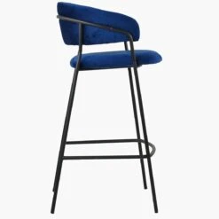 Mando Blue Velvet Black Leg Barstool -Furniture Specialty Store mando blue 2 1