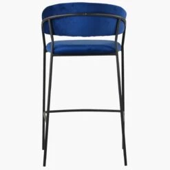 Mando Blue Velvet Black Leg Barstool -Furniture Specialty Store mando blue 3 1