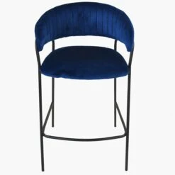 Mando Blue Velvet Black Leg Barstool -Furniture Specialty Store mando blue 4 1