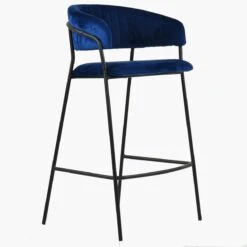 Mando Blue Velvet Black Leg Barstool -Furniture Specialty Store mando blue 5