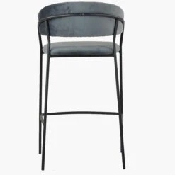 Mando Dark Grey Velvet Black Leg Bar Stool -Furniture Specialty Store mando dark grey velvet 3