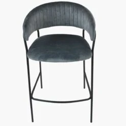 Mando Dark Grey Velvet Black Leg Bar Stool -Furniture Specialty Store mando dark grey velvet 4
