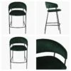 Mando Green Velvet Black Leg Kitchen Stool -Furniture Specialty Store mando green 1 1