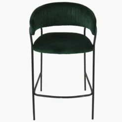 Mando Green Velvet Black Leg Kitchen Stool -Furniture Specialty Store mando green 4