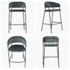 Mando Dark Grey Velvet Black Leg Bar Stool -Furniture Specialty Store mando grey
