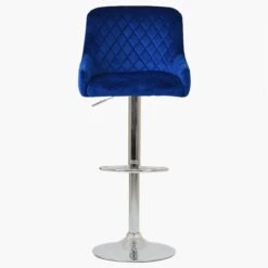 Manhattan Blue Velvet Chrome Base Adjustable Breakfast Stool -Furniture Specialty Store manhattan blue 1