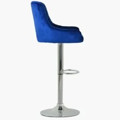 Manhattan Blue Velvet Chrome Base Adjustable Breakfast Stool -Furniture Specialty Store manhattan blue 3