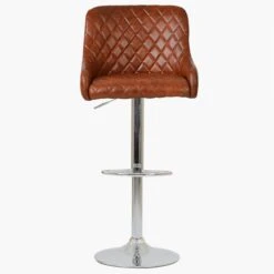 Manhattan Vintage Brown Chrome Base Adjustable Breakfast Stool -Furniture Specialty Store manhattan vintage brown 1