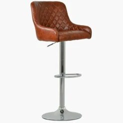 Manhattan Vintage Brown Chrome Base Adjustable Breakfast Stool -Furniture Specialty Store manhattan vintage brown 2