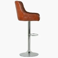 Manhattan Vintage Brown Chrome Base Adjustable Breakfast Stool -Furniture Specialty Store manhattan vintage brown 3