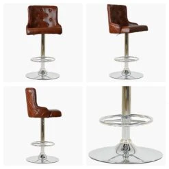 Maxwell Vintage Brown Faux Leather Chrome Base Breakfast Stool