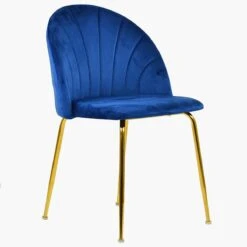 Maz Blue Velvet Dining Chair With Gold Legs -Furniture Specialty Store maz blue 3