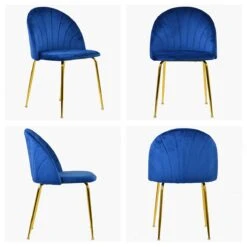 Maz Blue Velvet Dining Chair With Gold Legs -Furniture Specialty Store maz blue white