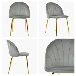 Maz Grey Velvet Dining Chair With Gold Legs -Furniture Specialty Store maz light grey
