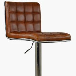 Medellin Vintage Brown Faux Leather Chrome Base Bar Stool -Furniture Specialty Store medillin vintage brown 4