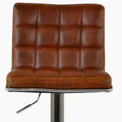Medellin Vintage Brown Faux Leather Chrome Base Bar Stool -Furniture Specialty Store medillin vintage brown 5