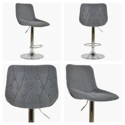 Mellow Grey Fabric Chrome Base Kitchen Stool -Furniture Specialty Store mellow charcoal white