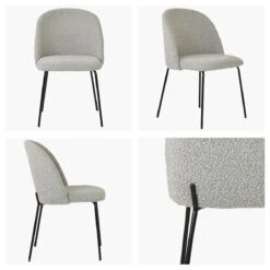 Merino Stone Grey Boucle Dining Chair