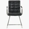 Miami Black Leather Office Chair Without Wheels -Furniture Specialty Store miami black 1 1