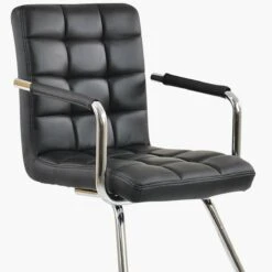 Miami Black Leather Office Chair Without Wheels -Furniture Specialty Store miami black 4