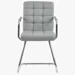 Miami Grey Faux Leather Office Chair Without Wheels