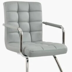 Miami Grey Faux Leather Office Chair Without Wheels -Furniture Specialty Store miami grey 4