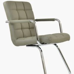 Miami Taupe Faux Leather Office Chair Without Wheels -Furniture Specialty Store miami taupe 4