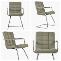 Miami Taupe Faux Leather Office Chair Without Wheels -Furniture Specialty Store miami taupe white 1