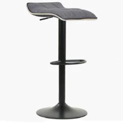 Mira Grey Fabric Black Base Kitchen Stool