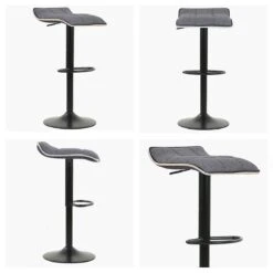 Mira Grey Fabric Black Base Kitchen Stool -Furniture Specialty Store mira charcoal 4