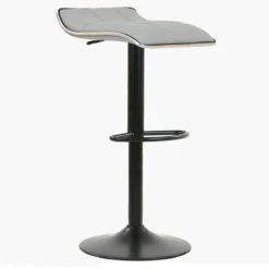 Mira Grey Faux Leather Black Base Breakfast Stool