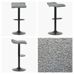 Mira Grey Boucle Black Base Breakfast Stool