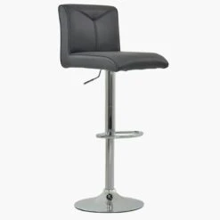 Monaco Dark Grey Faux Leather Chrome Base Bar Stool -Furniture Specialty Store monaco gas lift dark grey pu 2