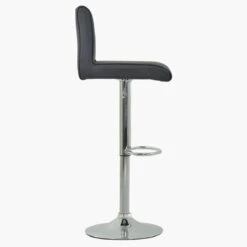 Monaco Dark Grey Faux Leather Chrome Base Bar Stool -Furniture Specialty Store monaco gas lift dark grey pu 3