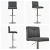 Monaco Dark Grey Faux Leather Chrome Base Bar Stool -Furniture Specialty Store monaco gas lift dark grey pu white