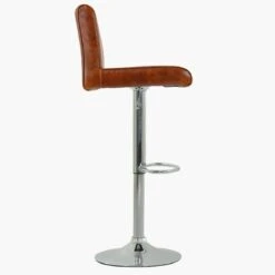 Monaco Vintage Brown Leather Chrome Base Bar Stool -Furniture Specialty Store monaco gas lift vintae brown 2