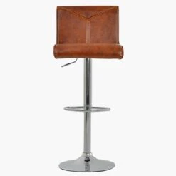 Monaco Vintage Brown Leather Chrome Base Bar Stool -Furniture Specialty Store monaco gas lift vintae brown 3