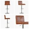 Monaco Vintage Brown Leather Chrome Base Bar Stool -Furniture Specialty Store monaco gas lift vintae brown white
