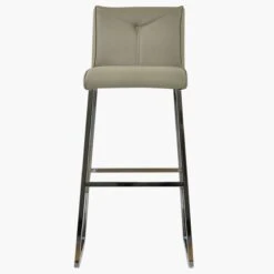Senosa Taupe Faux Leather Chrome Leg Barstool -Furniture Specialty Store monaco taupe 2