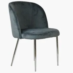 Montadale Dark Grey Velvet Modern Dining Chair With Chrome Legs -Furniture Specialty Store montadale dark grey velvet chrome 2