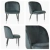 Montadale Dark Grey Velvet Dining Chair With Black / Silver Legs