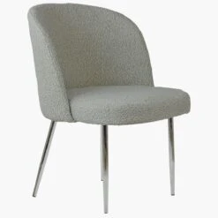 Montadale Cream Boucle Modern Dining Chair With Chrome Legs -Furniture Specialty Store montdale cream boucle chrome 2