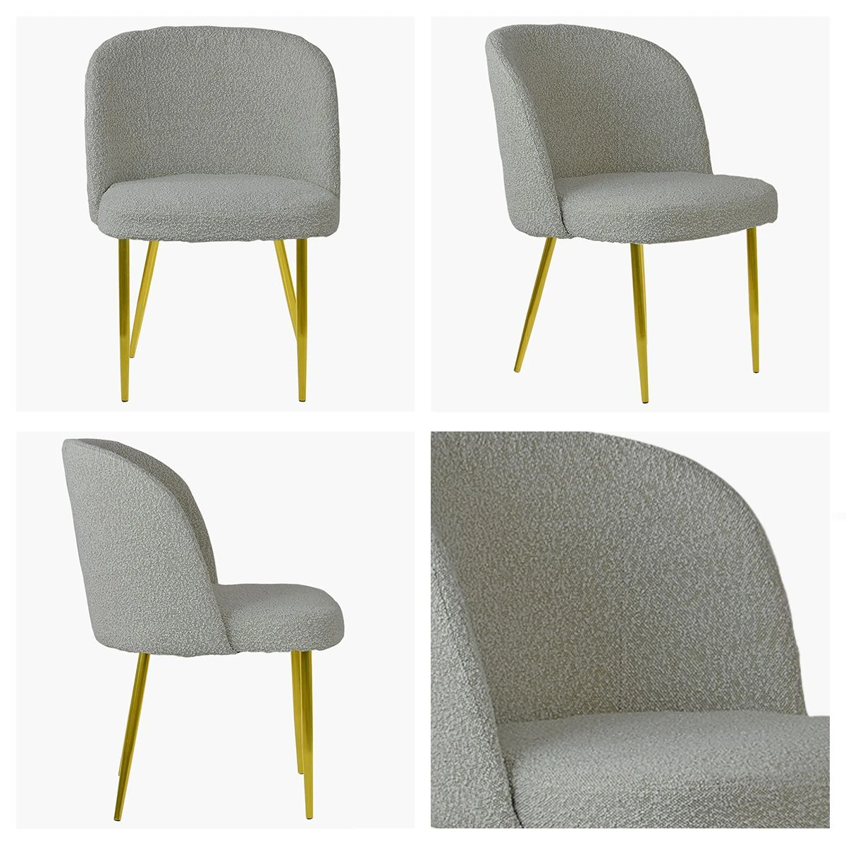 Montadale Cream Boucle Dining Chair Gold Legs 6 Montadale Cream Boucle Dining Chair Gold Legs - Image 4