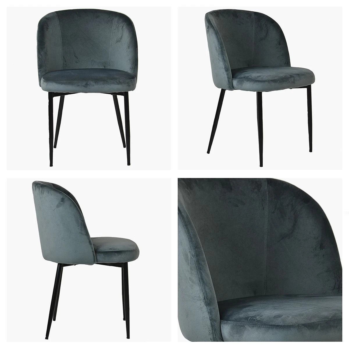 Montadale Dark Grey Velvet Dining Chair With Black Legs 3 Montadale Dark Grey Velvet Dining Chair With Black Legs