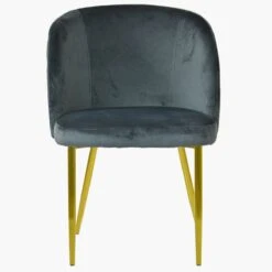 Montadale Dark Grey Velvet Dining Chair With Gold Legs