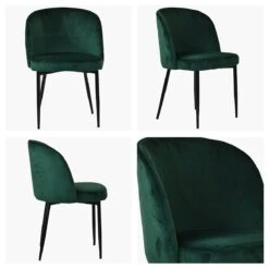Montadale Green Velvet Dining Chair With Black Legs