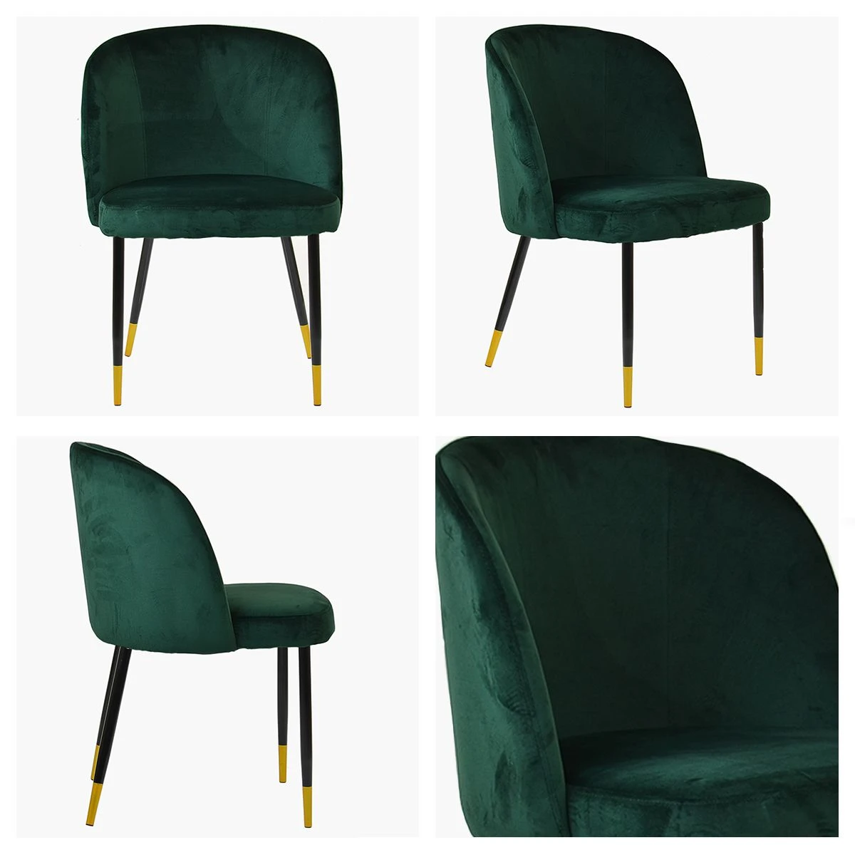 Montadale Green Velvet Dining Chair With Black / Gold Legs 3 Montadale Green Velvet Dining Chair With Black / Gold Legs