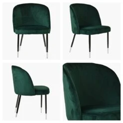 Montadale Green Velvet Dining Chair With Black / Silver Legs